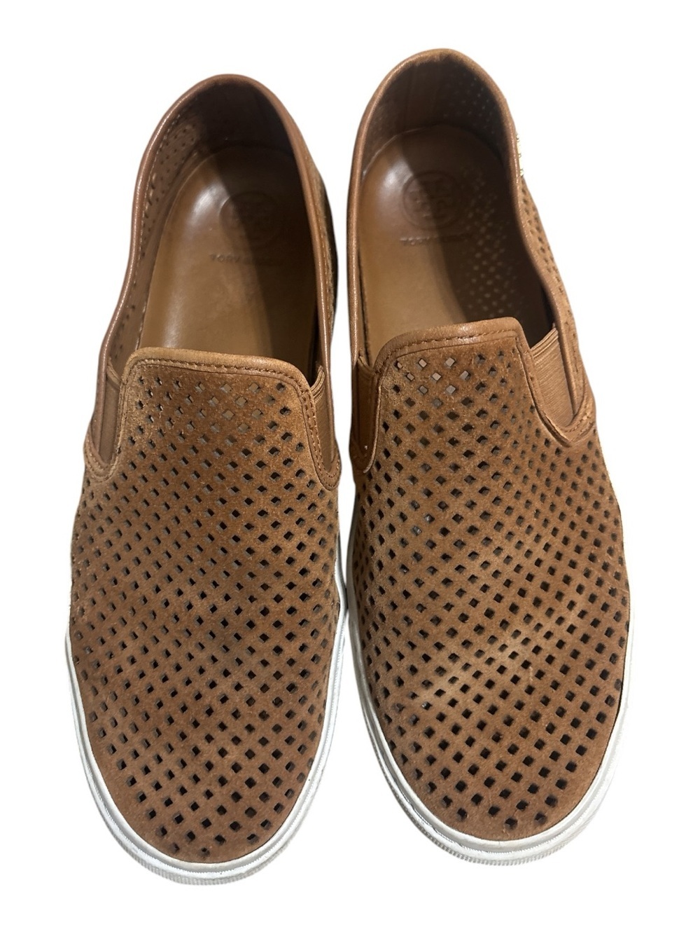 Tory Burch Jesse Perforated Sneaker Size 8 Brown Tan